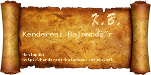 Kenderesi Balambér névjegykártya